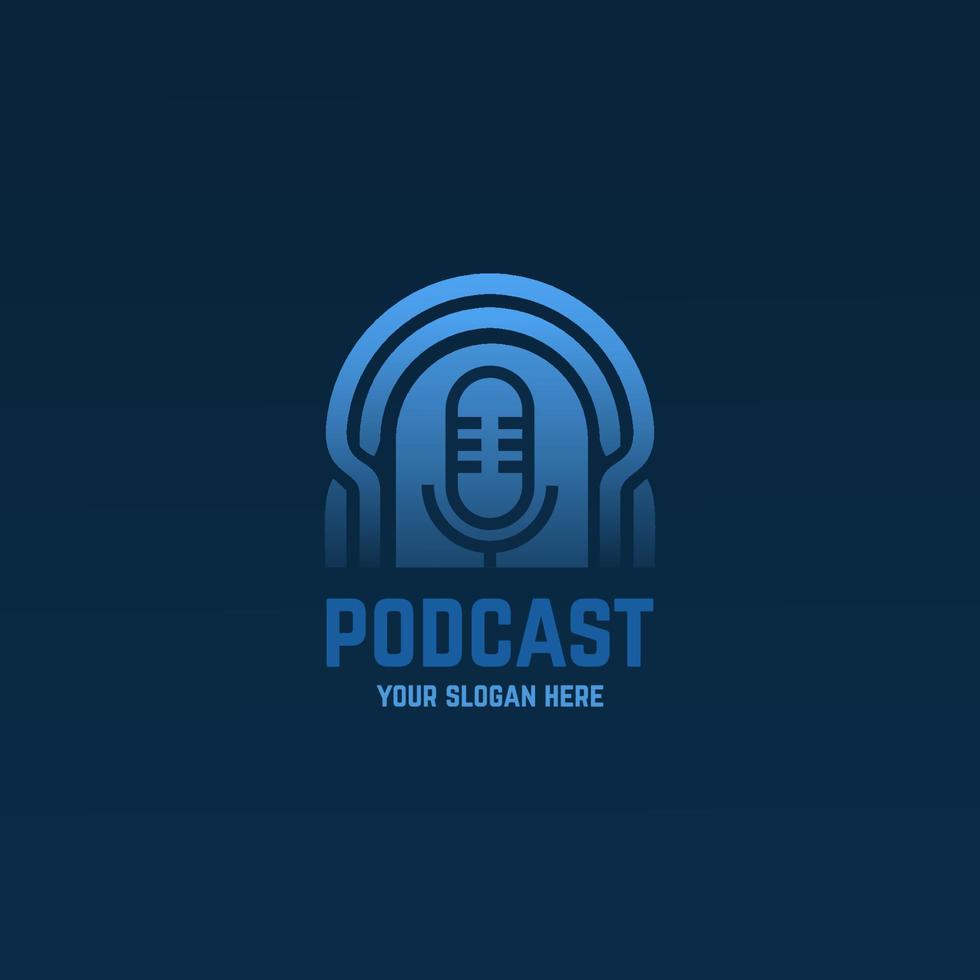 Modern podcast logo template vector