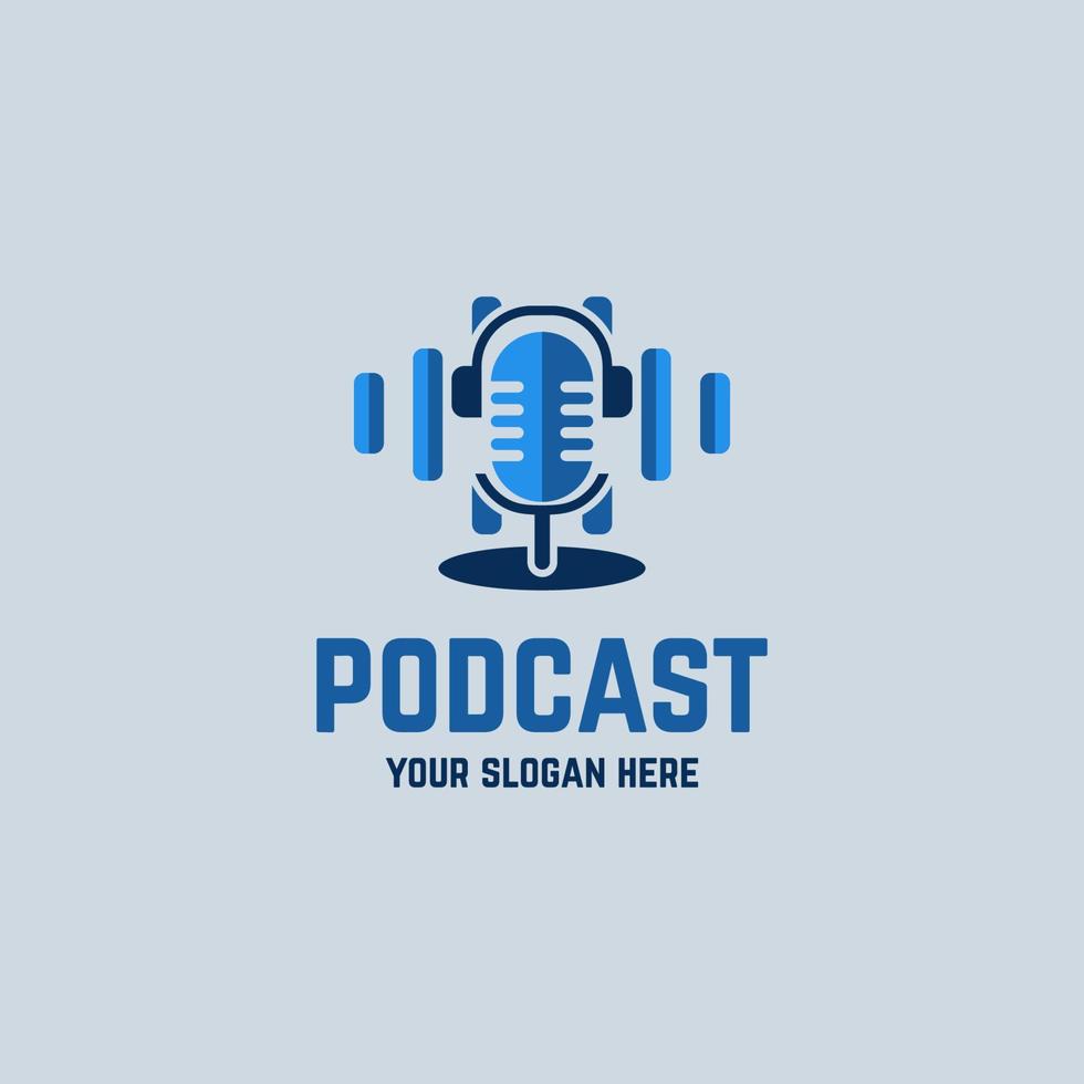 logotipo moderno de micrófono de podcast vector