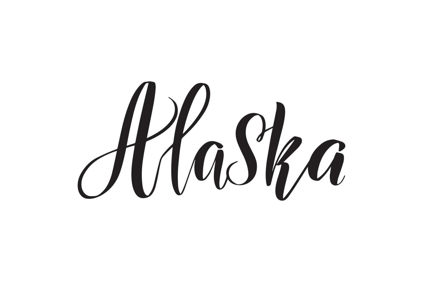 pincel inspirador escrito a mano con letras alaska. ilustración de caligrafía vectorial aislada sobre fondo blanco. tipografía para pancartas, insignias, postales, camisetas, impresiones, carteles. vector