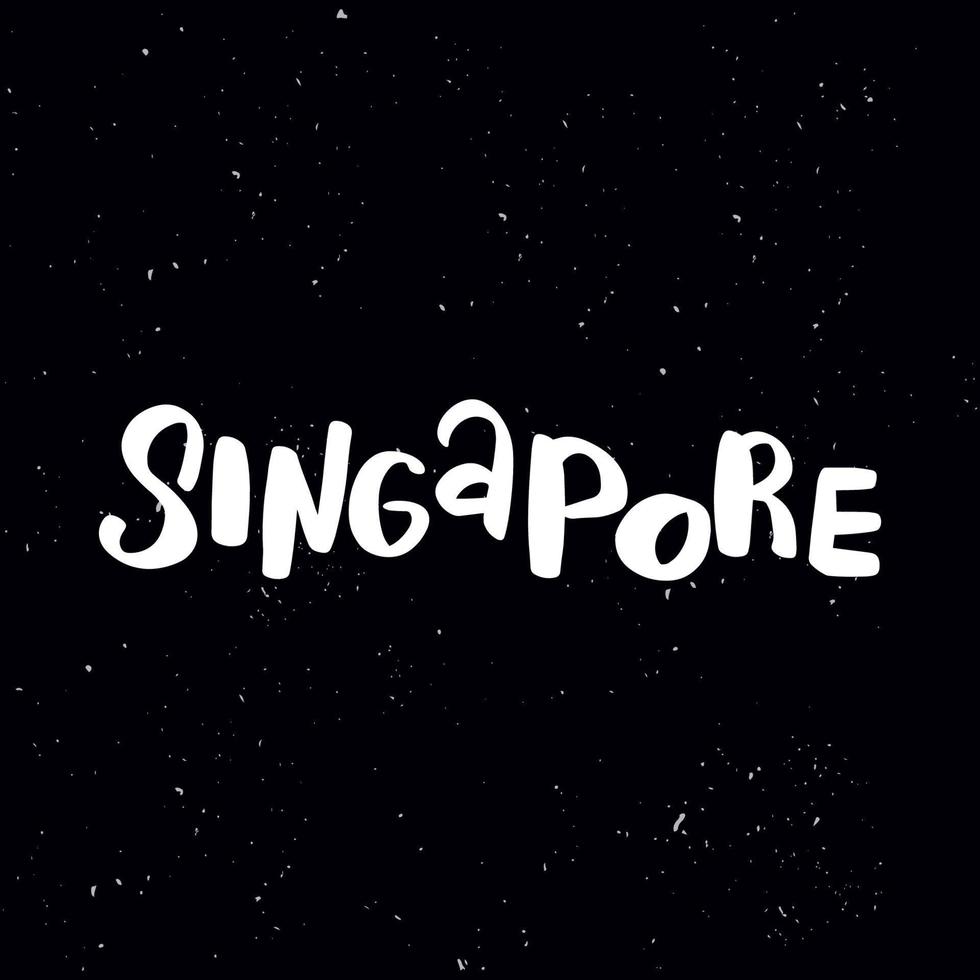 Chalkboard blackboard lettering singapore. Handwritten calligraphy text, chalk on a blackboard, vector stock illustration. Greetings for logotype, badge, icon.
