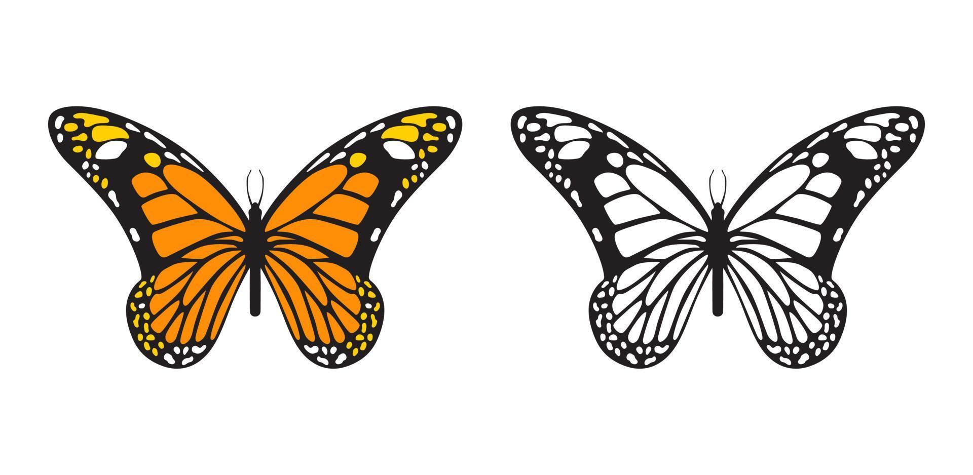 Ilustración de vector de mariposa monarca naranja rojizo