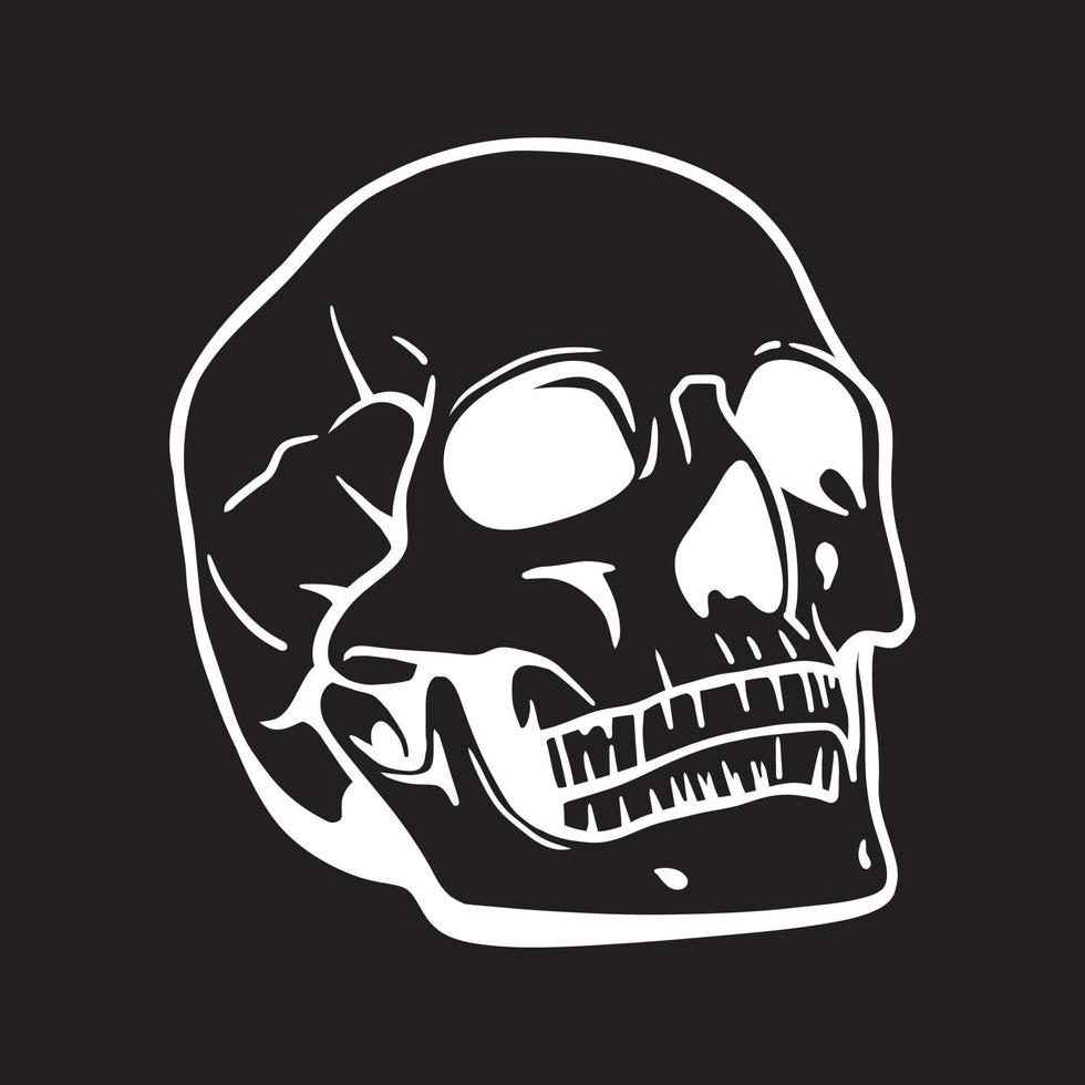 Black and white vector clip art of a human skull