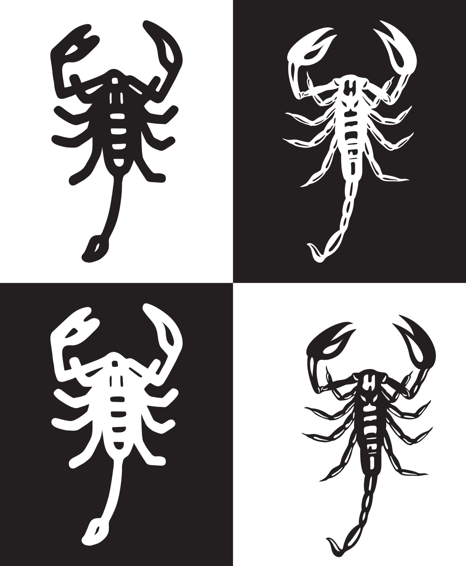 Black and white scorpion vector silhouette illustration 7730964 Vector Art  at Vecteezy