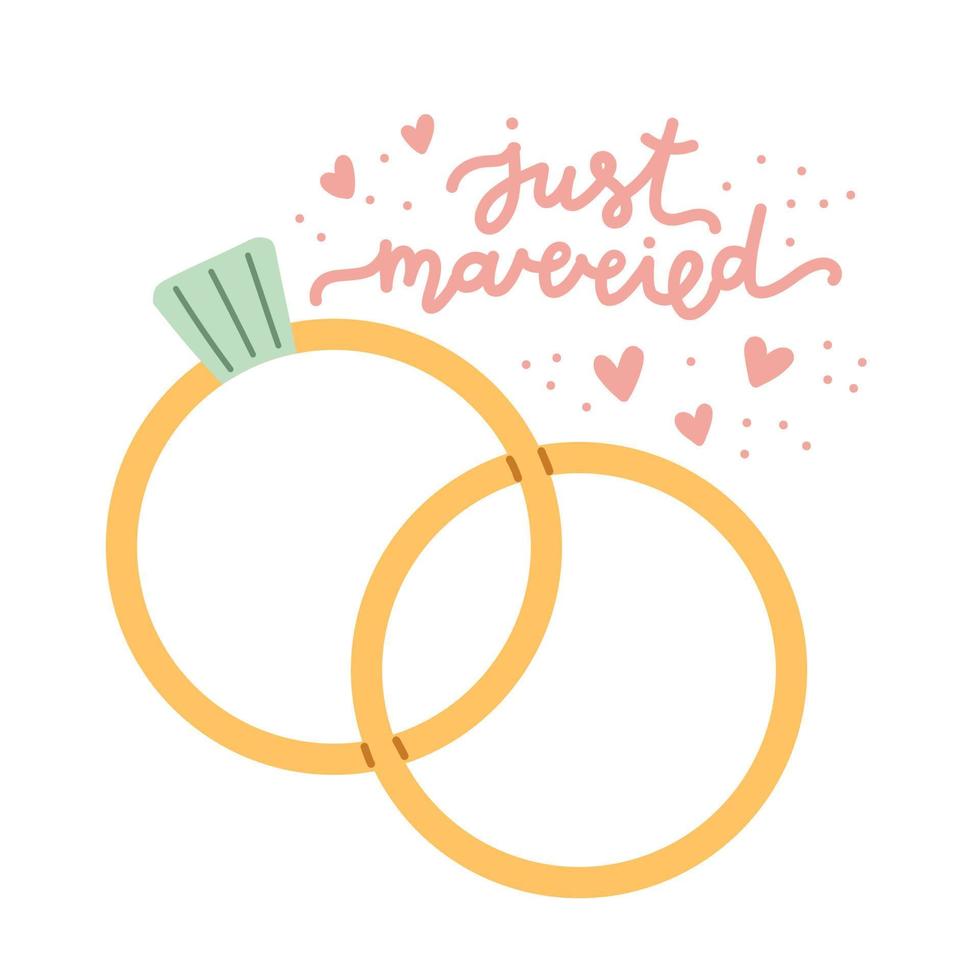 anillo de boda recién casado ilustración vectorial plana vector