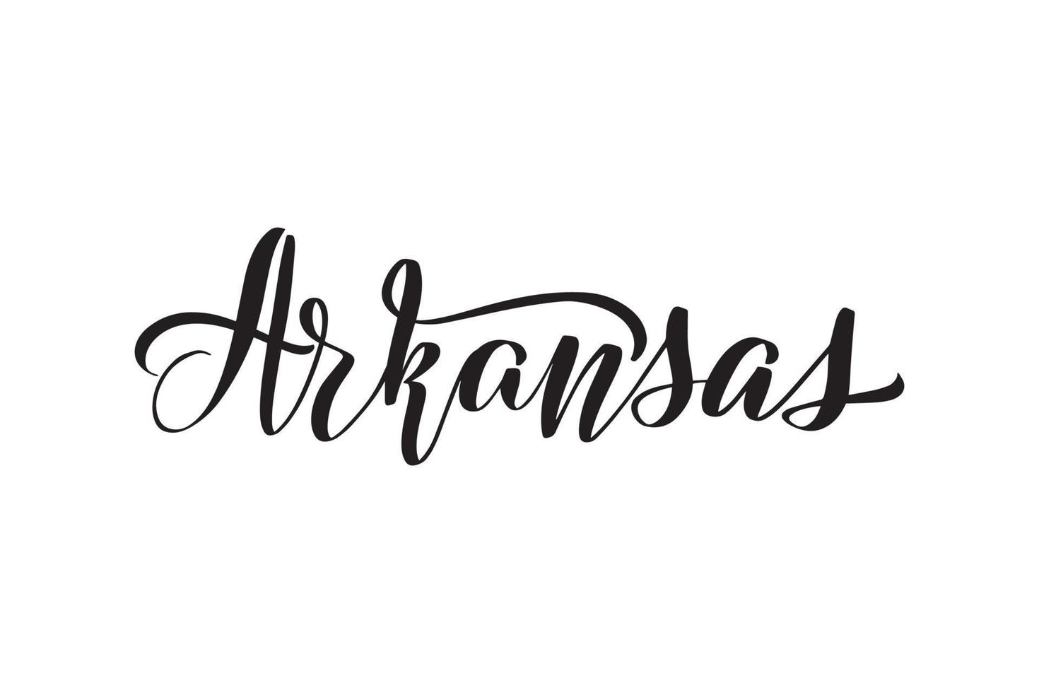 Inspirational handwritten brush lettering Arkansas. Vector calligraphy illustration isolated on white background. Typography for banners, badges, postcard, tshirt, prints, posters.