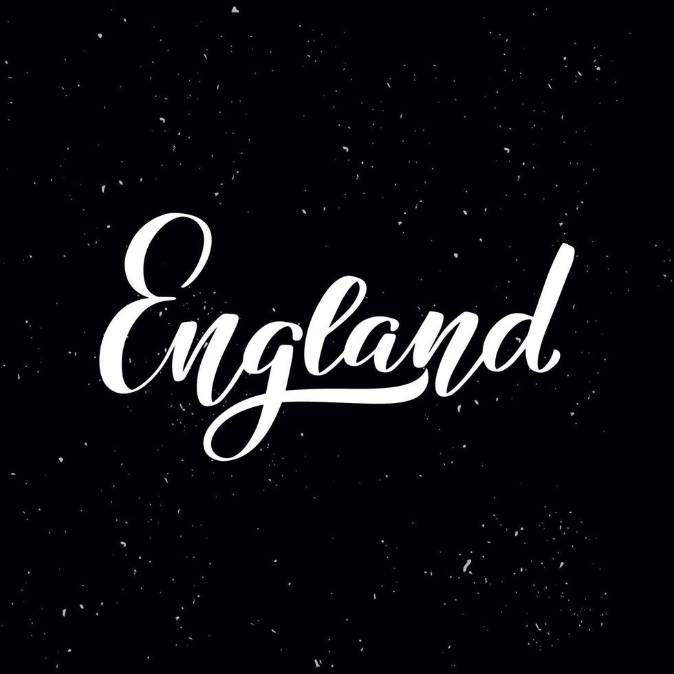 Chalkboard blackboard lettering England. Handwritten calligraphy text, chalk on a blackboard, vector stock illustration. Greetings for logotype, badge, icon.