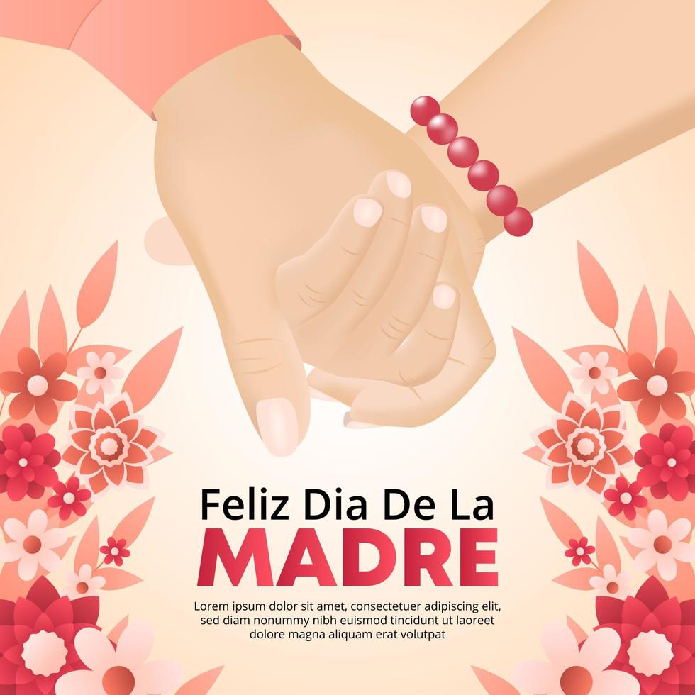 feliz dia de la madre o feliz día de las madres con las manos de madre e hija juntas vector