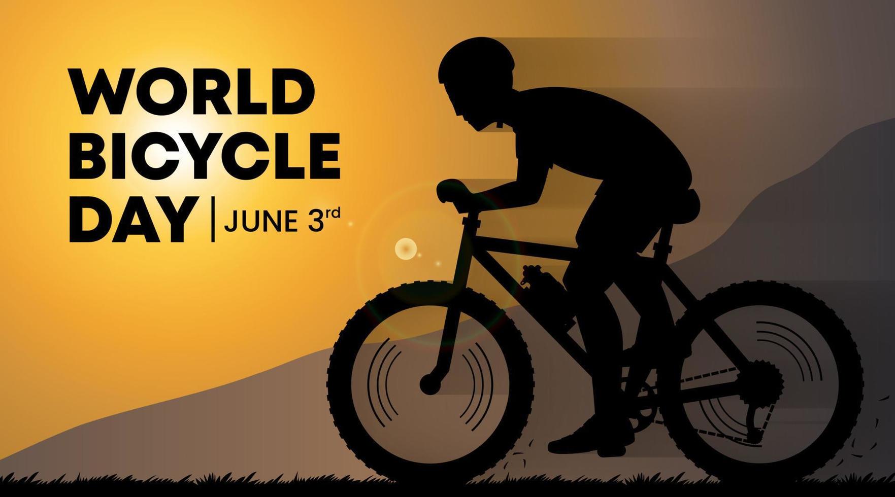 World bicycle day background with a man riding bicycle vector