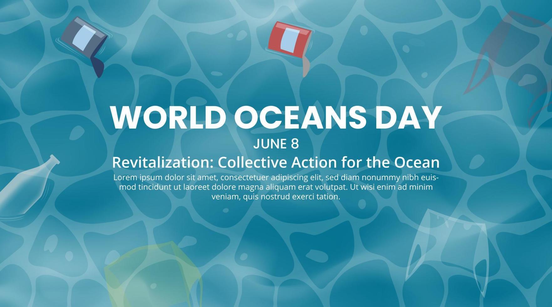 World ocean day background with dirty sea water because of garbage vector