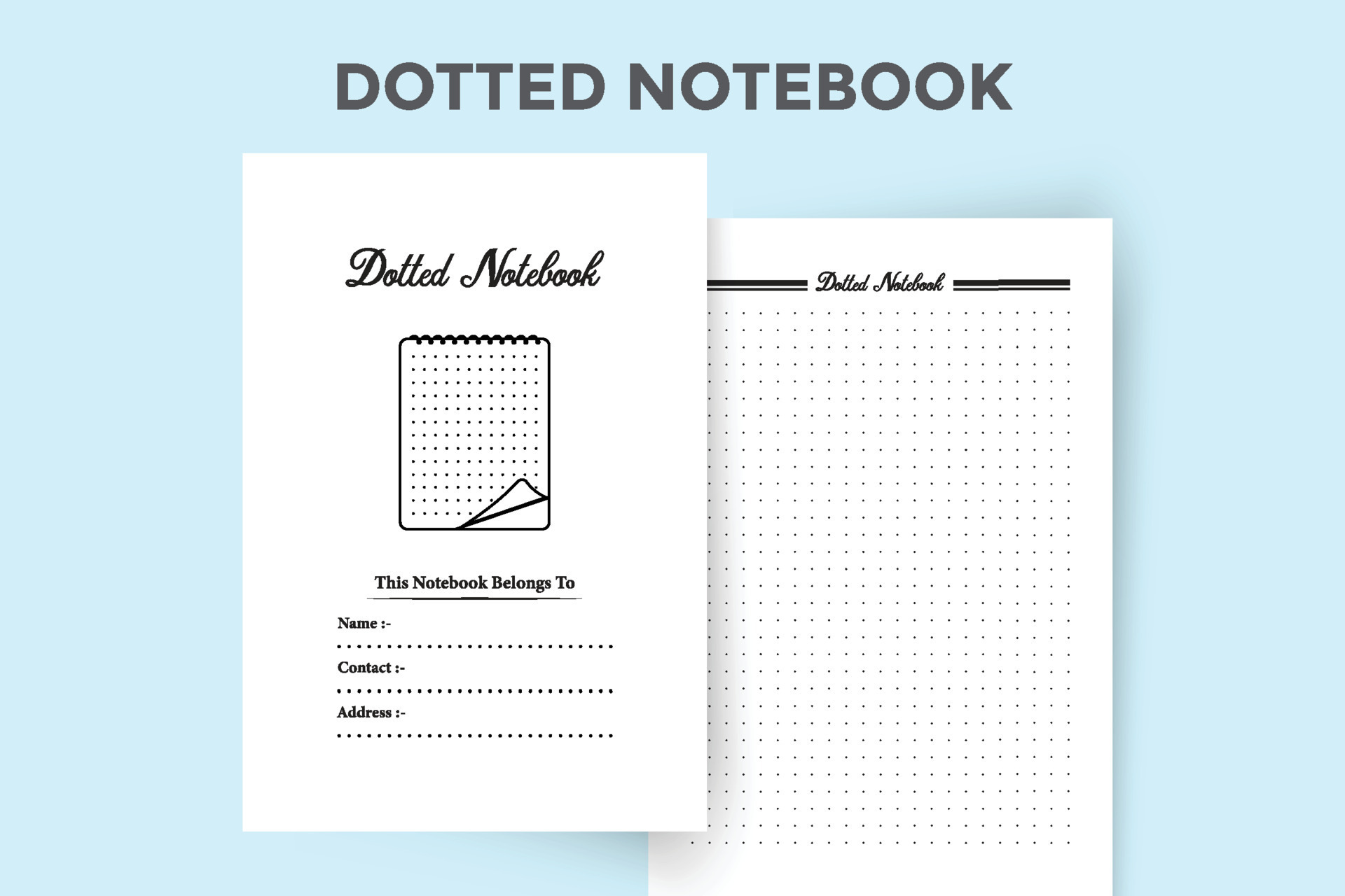 Dotted notebook interior template. Dotted scrapbook for sketch and