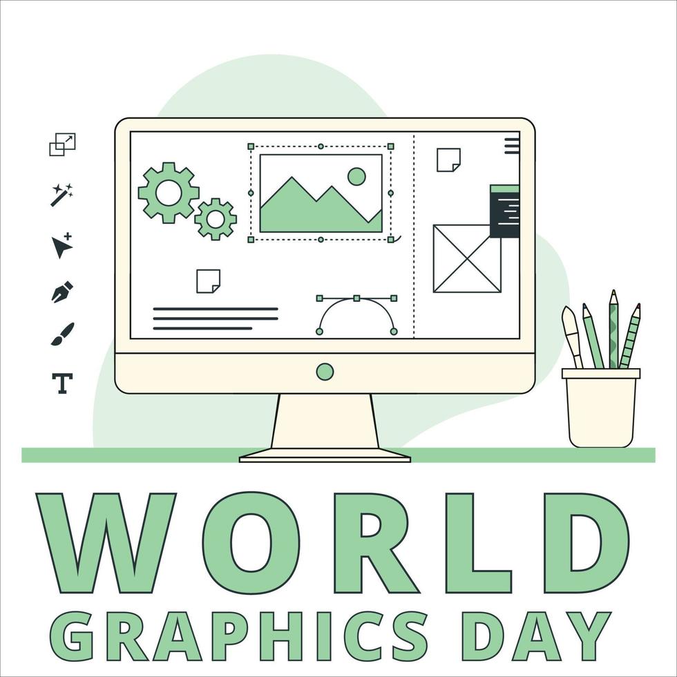 Beautiful Design for World Graphics Day text With Green shade for a card or poster, Beautiful Computer Vector, Standard illustration on a special day for Graphics with Green colour Text Effect. vector