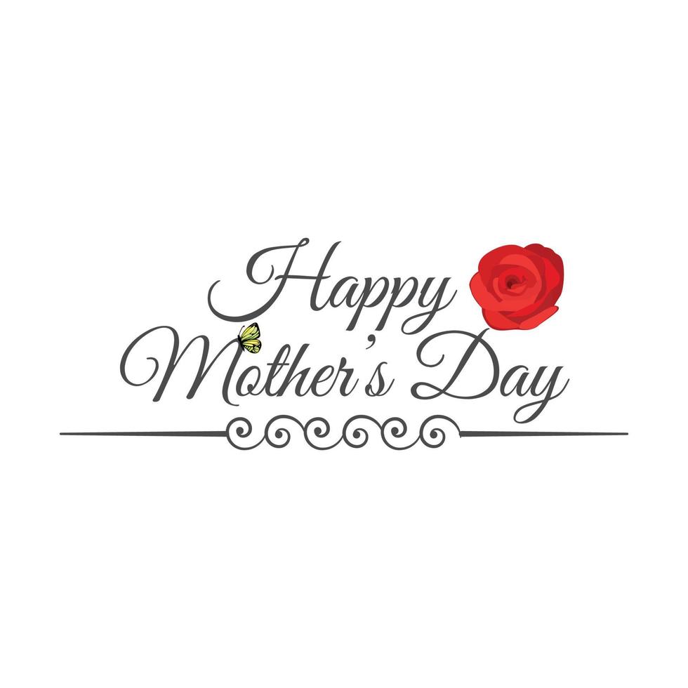 Mother's Day Special text effect with rose vector, Happy mothers day beautiful text effect, Rose, Butterfly, wishing elements, flower, red flower. vector