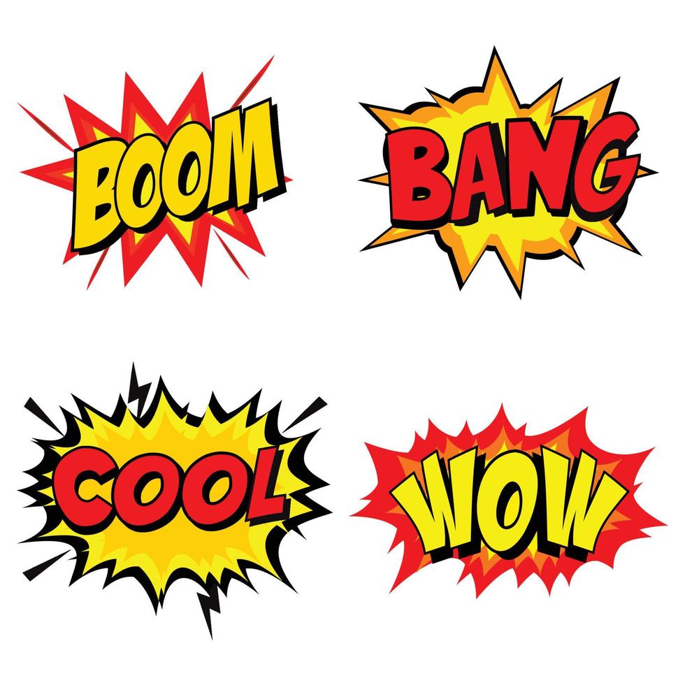 Comic burst vector illustration design with red and yellow color text effect and shade, multicolor text design of comic burst with stylish design.