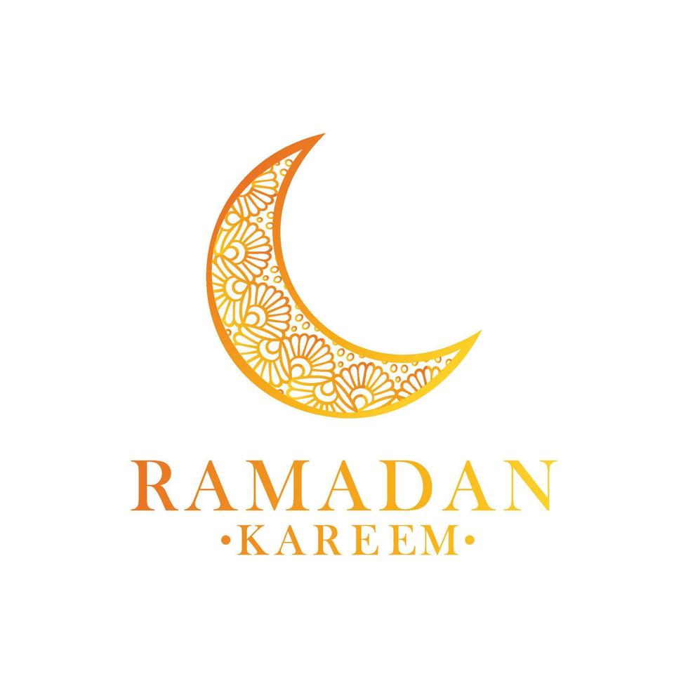 Ramadan Kareem cover, Ramadan Mubarak background, template design element, Vector illustration, Ramadan Kareem theme. Vector card with moon and lettering. Hand drew illustration with a crescent.