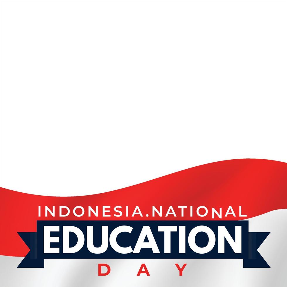 hermoso efecto de texto del día nacional de la educación de indonesia con tonos azul oscuro y rojo, bandera de indonesia, efecto de texto en un fondo blanco. diseño estándar para el día nacional de la educación de indonesia. vector