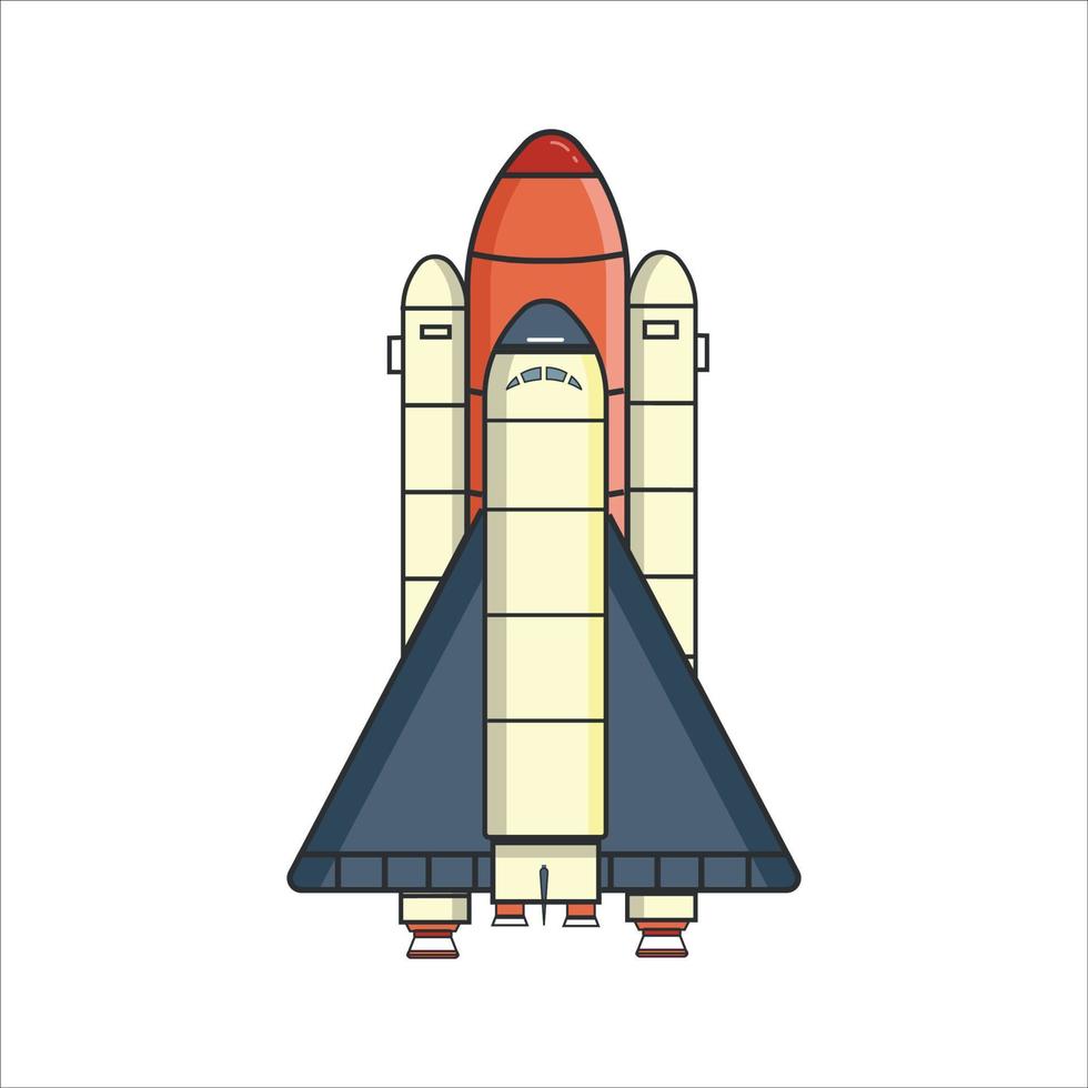 exploración espacial icono del transbordador espacial ilustración vectorial de dibujos animados diseño gráfico, icono de contorno lleno del transbordador espacial, transporte y vehículo espacial, gráficos vectoriales de signos de cohetes vector