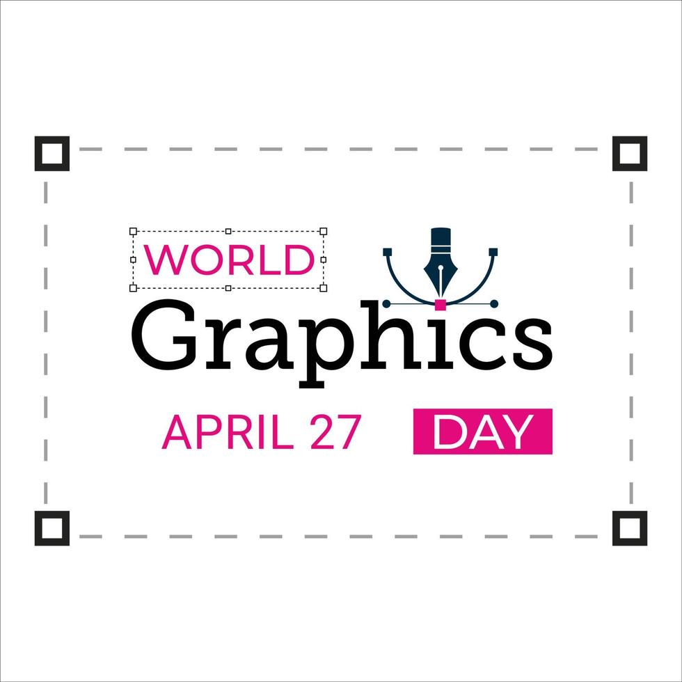 día mundial de los gráficos 27 de abril efecto de texto con sombra de color rosa para una tarjeta, afiche, diseño. efecto de texto rosa, ilustración digital en un día especial para gráficos con fuente colorida y estándar. vector