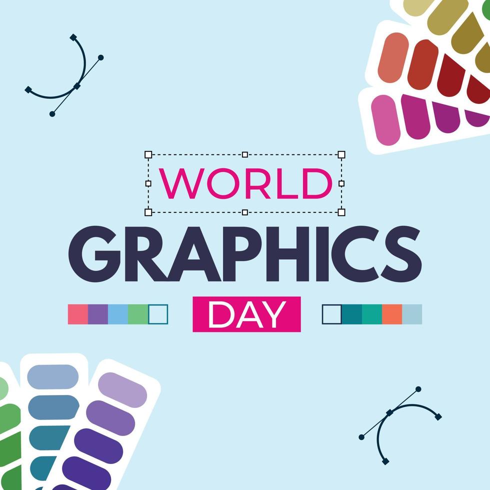 World Graphics Day Text effect with Multi-colour shade, Standard vector design for Graphics Day with colourful elements in a white background.