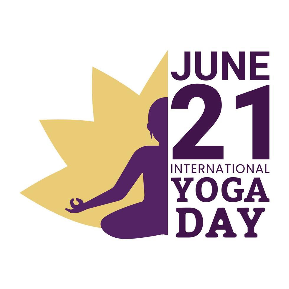 Stylish yoga day vector illustration with purple text effect in