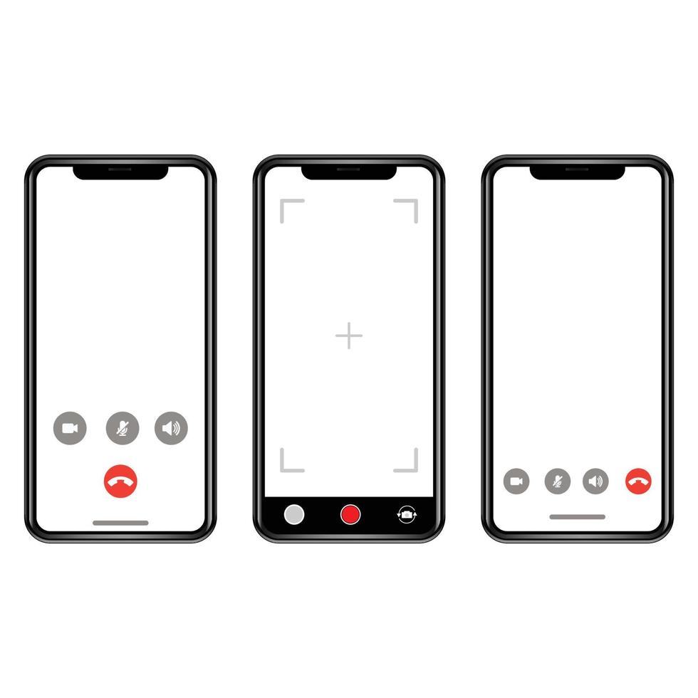 Smart mobile phone video recording png and calling transparent mockup vector