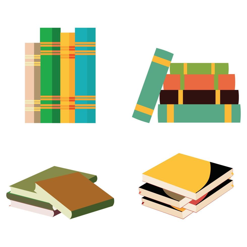 elementos de diseño de ilustración de libros multicolores, ilustración vectorial de libros, libros multicolores, escuela, estudiante, profesor, educación, universidad, aprendizaje, diccionario. vector