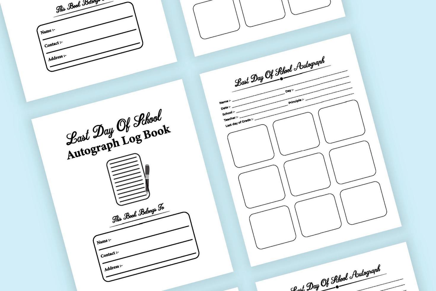 Last day of school, Autograph notebook interior. Teacher's autograph