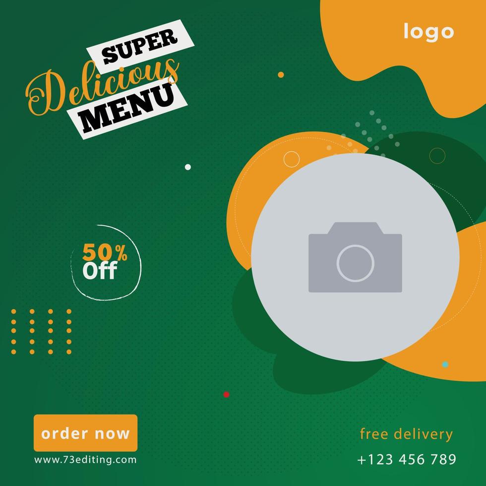 Restaurant offer menu card design with green and yellow color vector