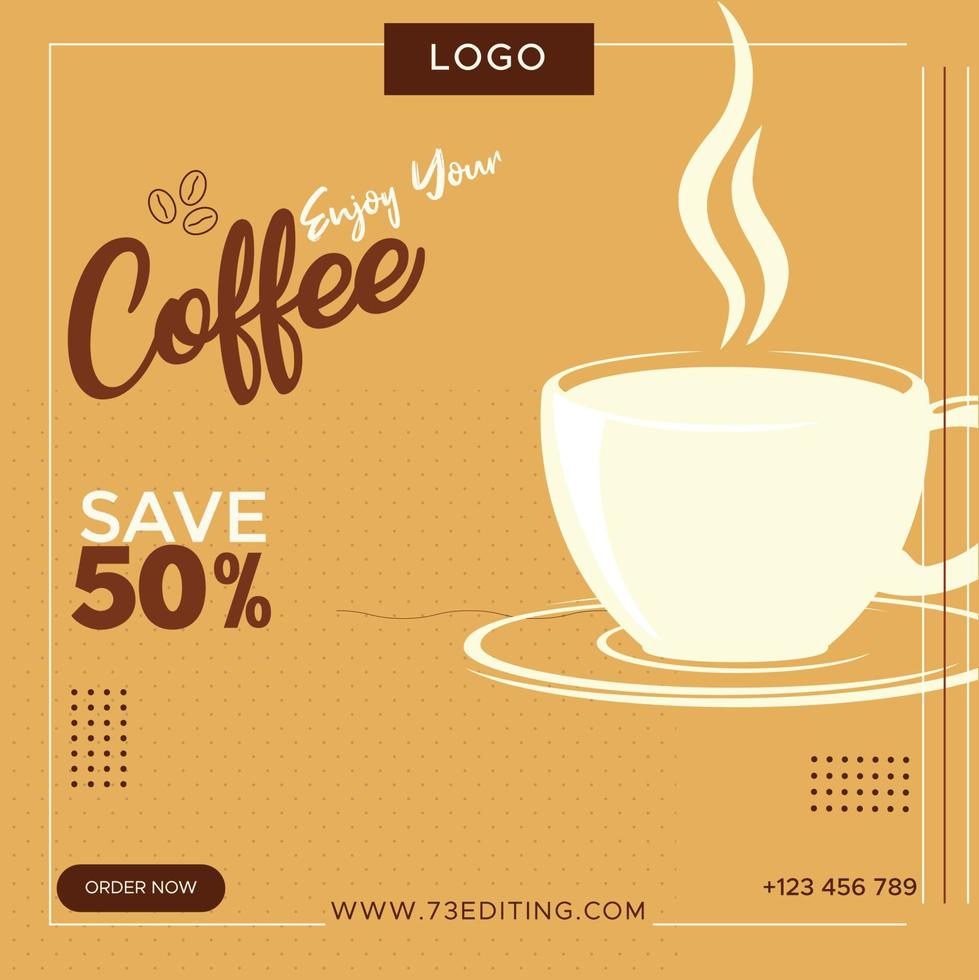 diseño de menú de oferta de cafetería ahorrar 50 café vector