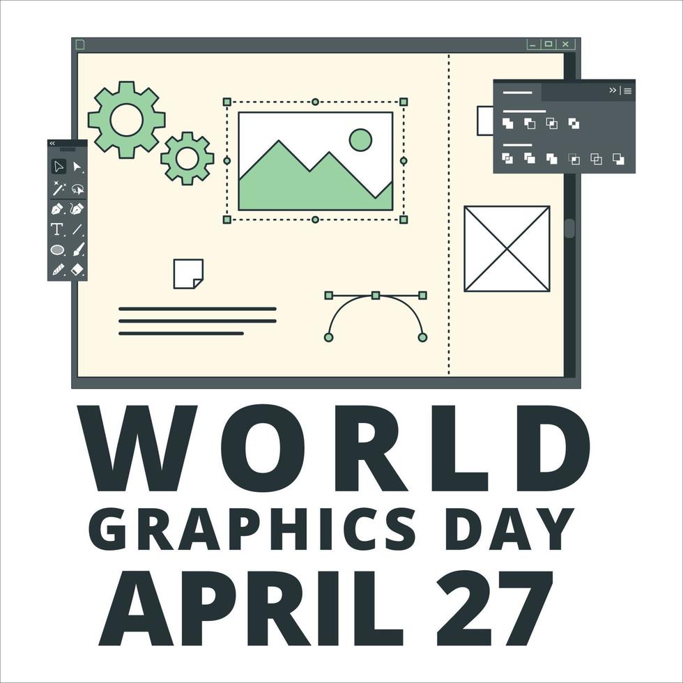 Creative Design for World Graphics Day text With Colourful shade for a card or poster, Beautiful Computer Vector, Standard illustration on a special day for Graphics with Black colour Text Effect. vector