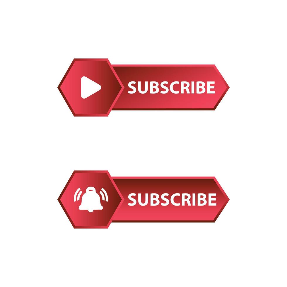 Red Subscribe Button in Flat Style Vector Illustration, Metallic subscribe button with red color background and bell icon vector illustration.