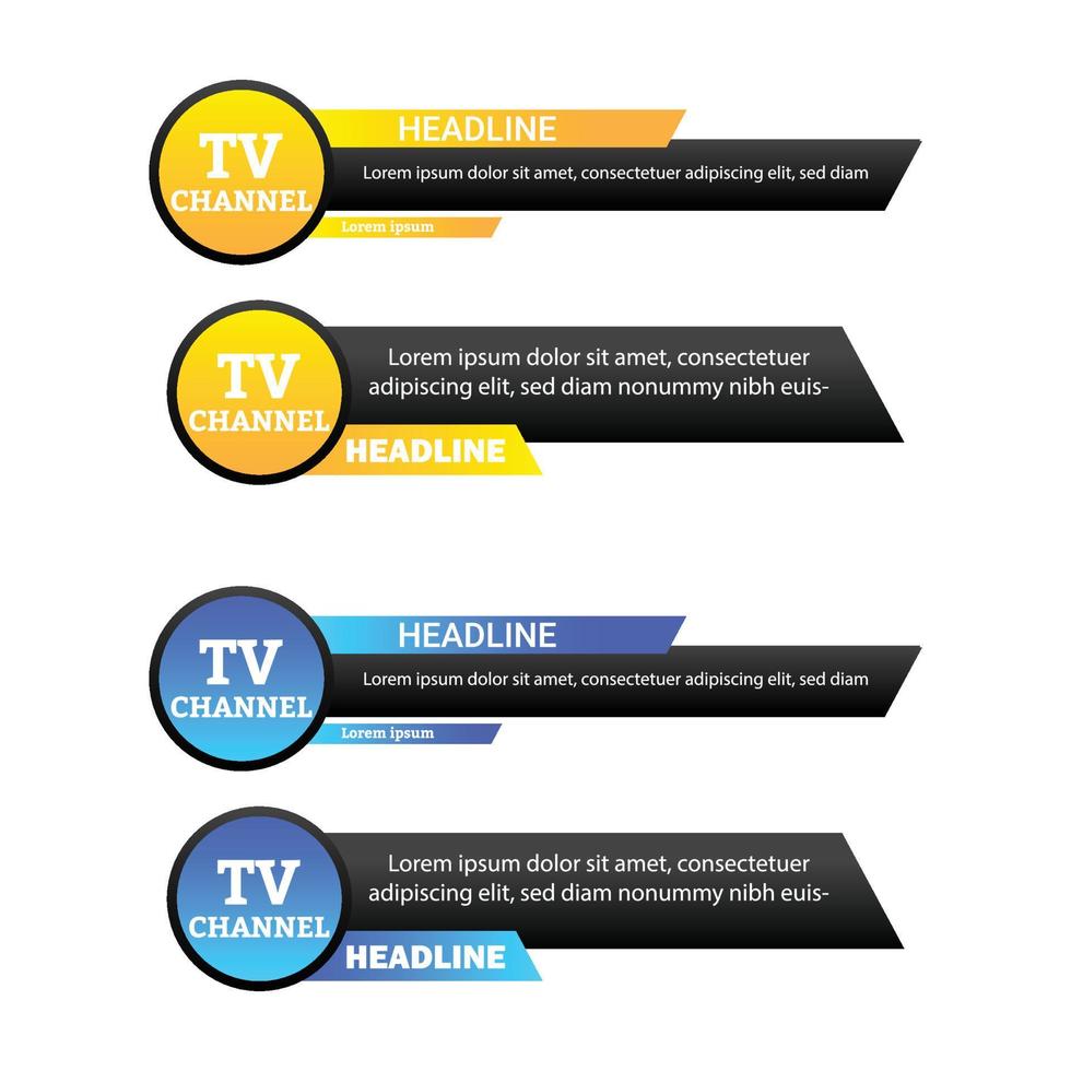Stylish TV Channel news headline with yellow and blue color shade, News headline with text effect on multicolor shade, Lower third headline for TV news. vector
