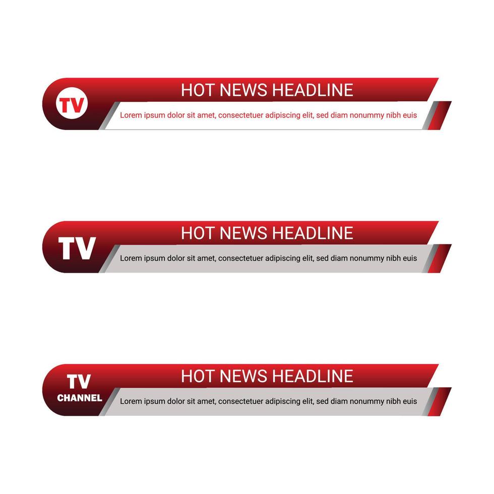 titular de noticias en vivo del canal de televisión con sombra de color rojo metálico, titular de noticias en vivo con diseño de fuente en sombra metálica roja colorida, tercer titular inferior para noticias de televisión. vector