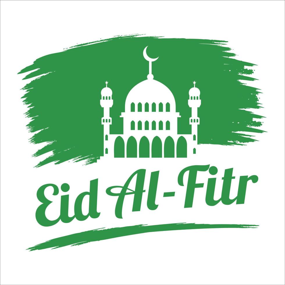 Beautiful Eid Al-Fitr Mubarak Green text effect on White background, Muslim Festival Eid Al-Fitr beautiful Text effect, Eid Al-Fitr, Green, Muslim White Mosque on green background, Moon. vector