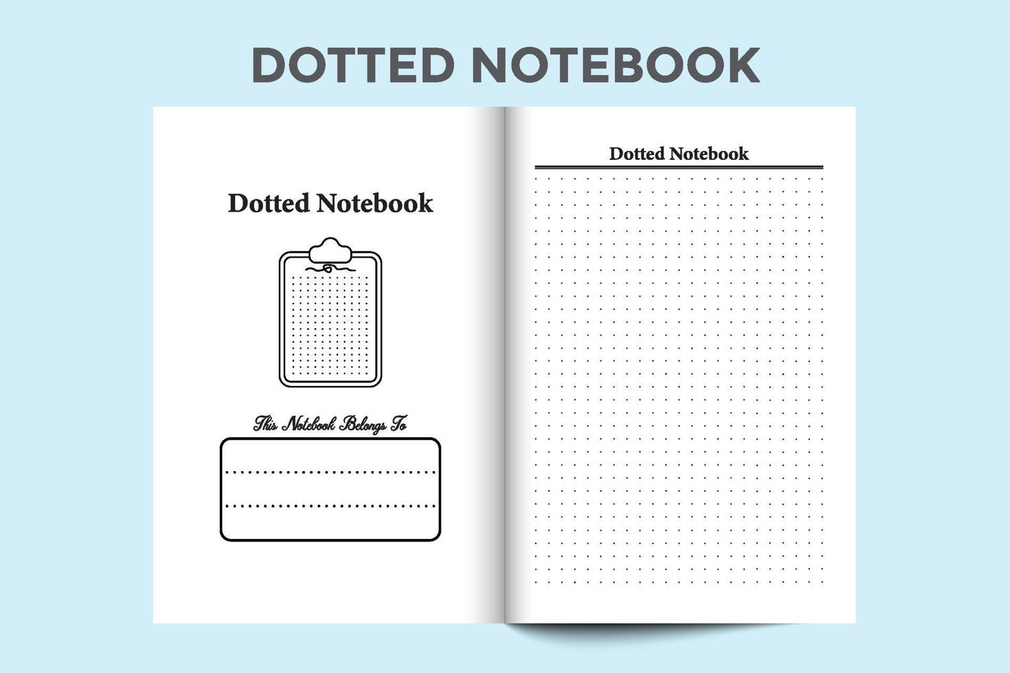 Dotted notebook interior. Simple dotted notebook template for artists or rough sketches. Interior of a journal. Dotted sketch logbook for designer interior journal template. vector