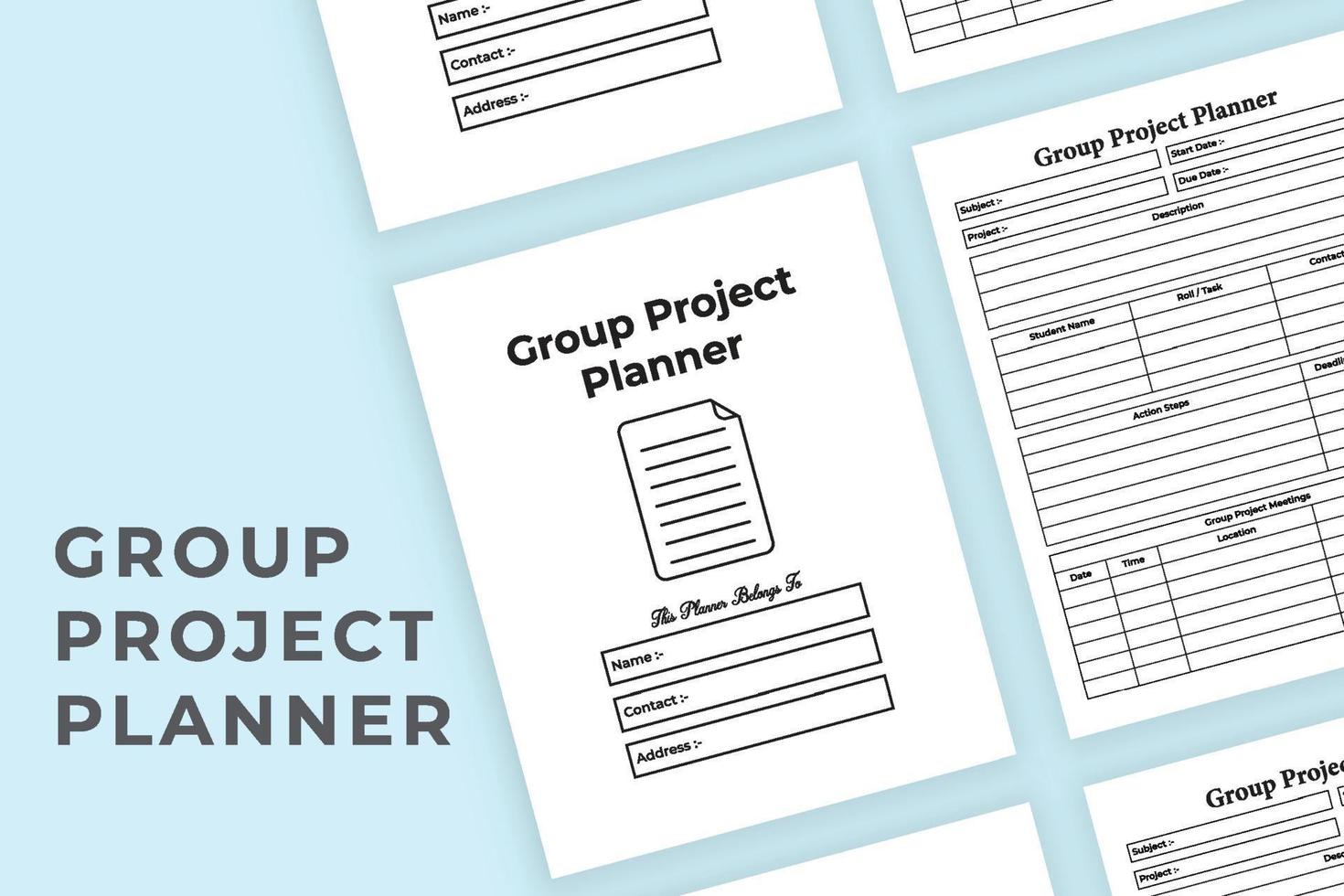 Group project planner interior journal template. Group project