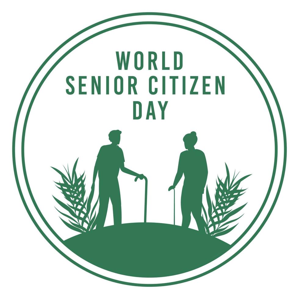 World senior citizen day vector illustration inside green round shape and text effect, senior citizen day special vector design, Green, tree, Round shape.