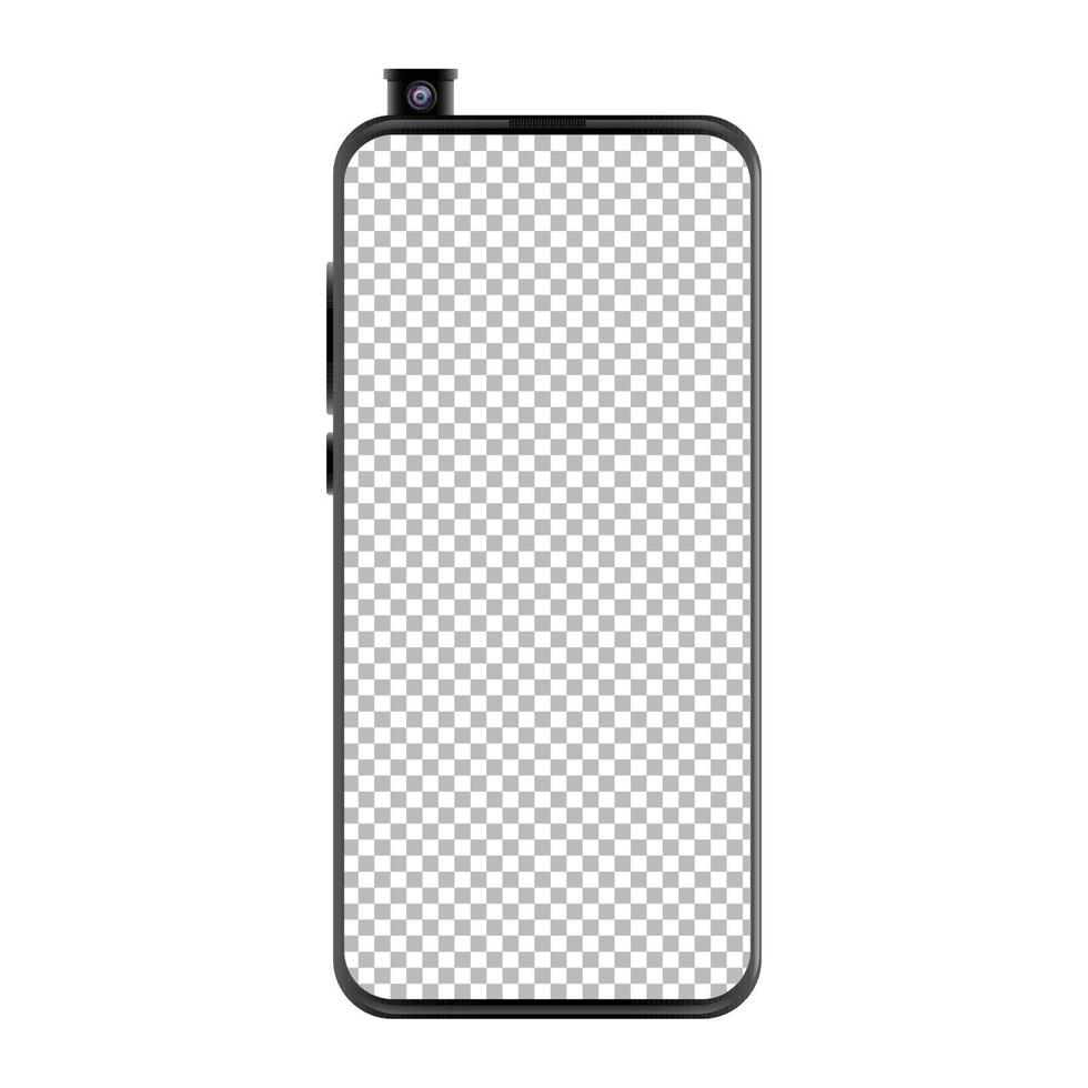 Smart Mobile phone transparent PNG mockup, Smart Mobile phone with a pop-up camera, Mobile mockup, Smartphone mockup vector