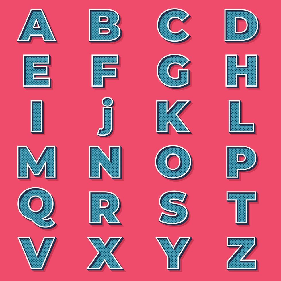 Retro font text effect, 3d text effect with all the alphabets vector