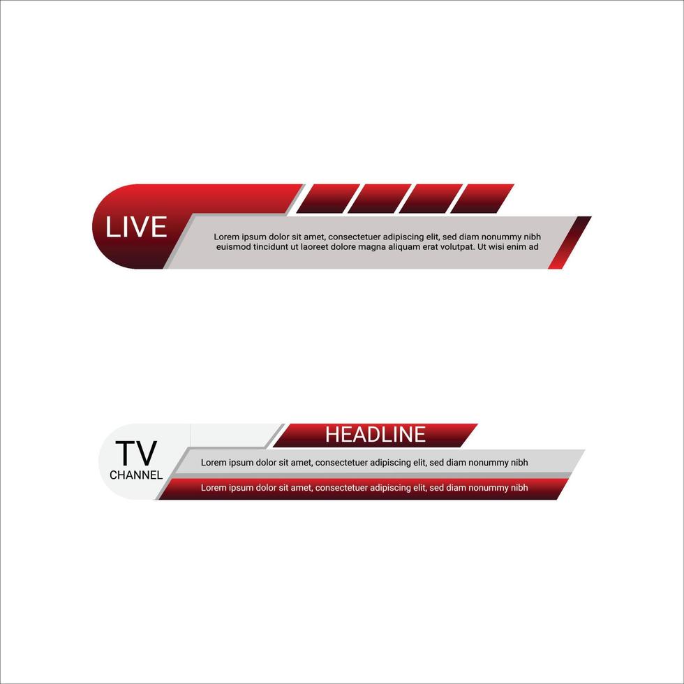 TV Channel live news headline with metallic red and ash color shade, Live news headline with font design on colorful red and ash metallic shade, Lower third TV news headline. vector