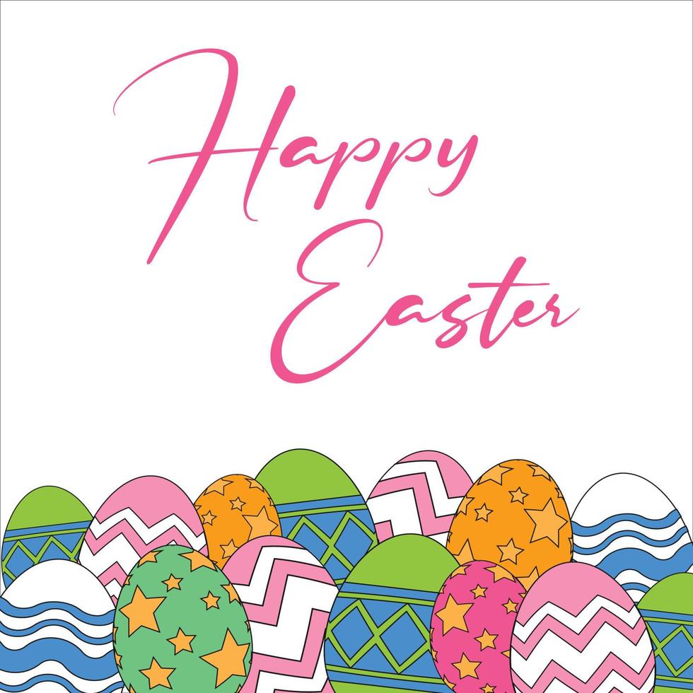 Happy Easter Template, Happy Easter Illustration, Happy Easter Pink Font Design, Easter Egg Happy Easter Vector Background, Illustration of Happy Easter with intricate writing, Happy Easter Design.