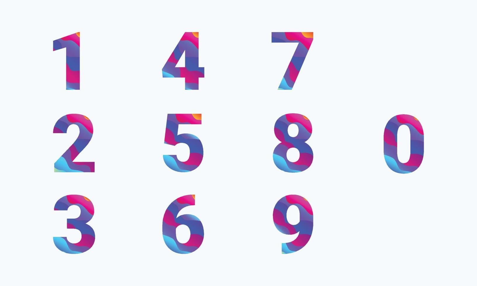 multi-colour Numbers, zero, one, two, three, four, five, six, seven, eight, nine, ten, multicolour gradient numbersmulti-colour Numbers, zero, one, two, three, four, multicolour gradient numbers vector