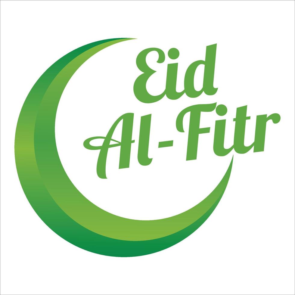 Eid Al-Fitr green text effect on white background, Muslim Festival Eid Al-Fitr beautiful Text effect, Eid Al-Fitr, Green, White, Moon. vector