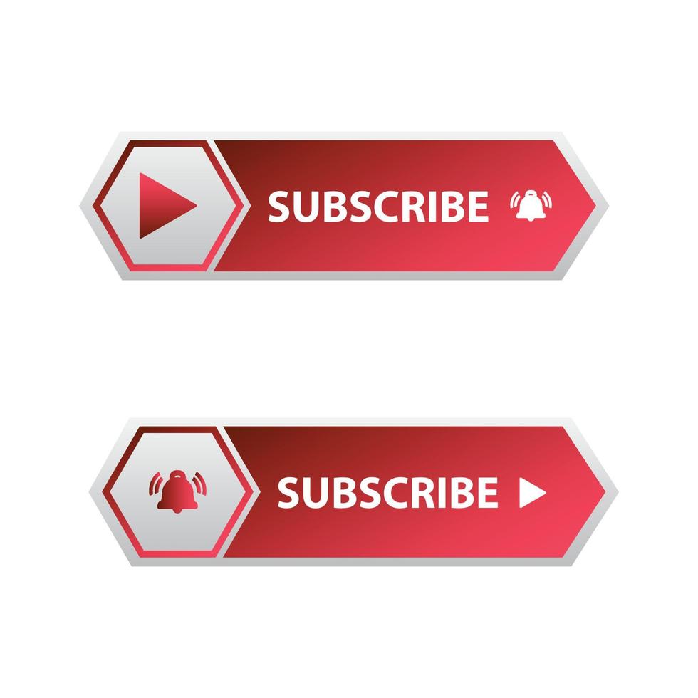 Red Subscribe Button in Flat Style Vector Illustration, Stylish Metallic subscribe button with red and white color background and bell icon vector illustration.