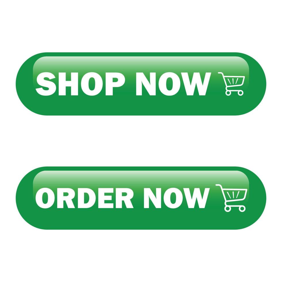 Green color Shop now and order now button for business websites vector illustration on a white background, multicolored stylish shop now and order now button for website purpose.