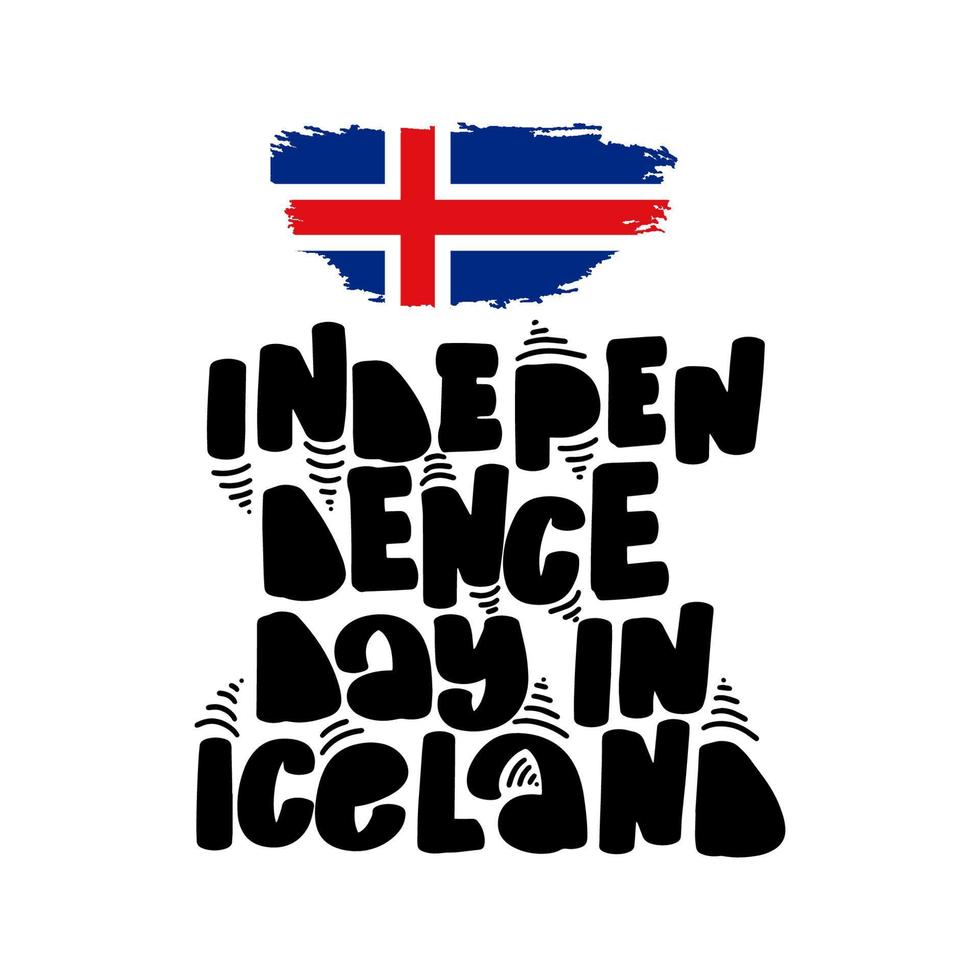 feliz día de la república de islandia tarjeta de felicitación, pancarta, diseño de afiches impresos. Ilustración de vector de grunge de bandera islandesa sobre fondo blanco. 17 de junio fiesta nacional europea.