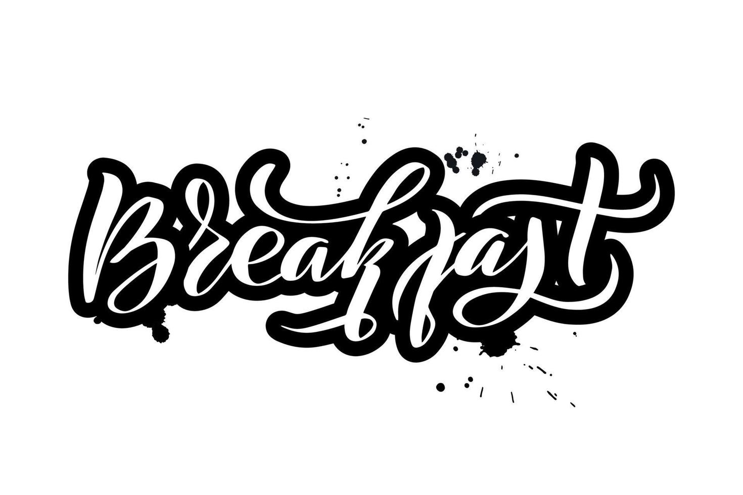 Inspirational handwritten brush lettering breakfast. Vector calligraphy illustration isolated on white background. Typography for banners, badges, postcard, tshirt, prints, posters.