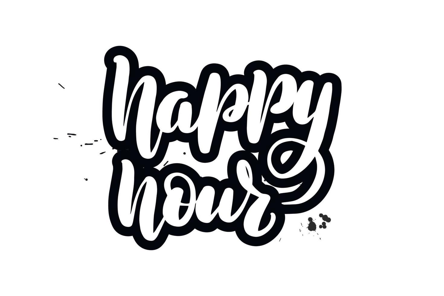 Inspirational handwritten brush lettering happy hour. Vector calligraphy illustration isolated on white background. Typography for banners, badges, postcard, tshirt, prints, posters.