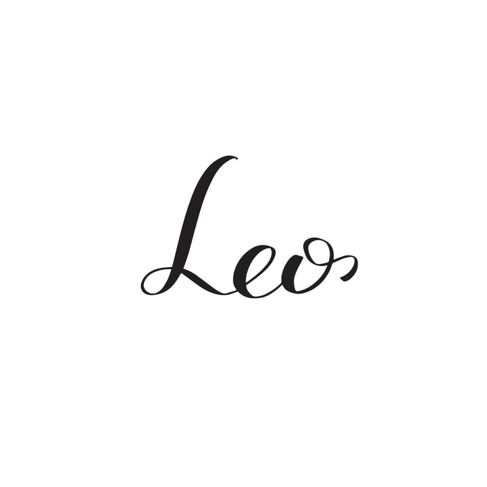 pincel inspirador escrito a mano con letras leo. ilustración de caligrafía vectorial aislada sobre fondo blanco. tipografía para pancartas, insignias, postales, camisetas, impresiones, carteles. vector