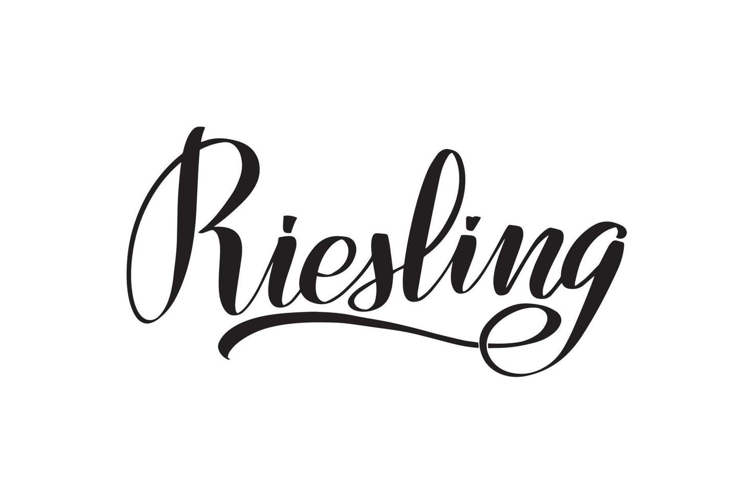 Inspirational handwritten brush lettering Riesling. Vector calligraphy illustration isolated on white background. Typography for banners, badges, postcard, tshirt, prints, posters.