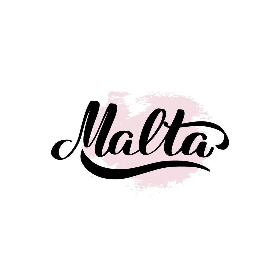 Inspirational handwritten brush lettering Malta. Vector calligraphy illustration on white background. Typography for banners, badges, postcard, tshirt, prints, posters.